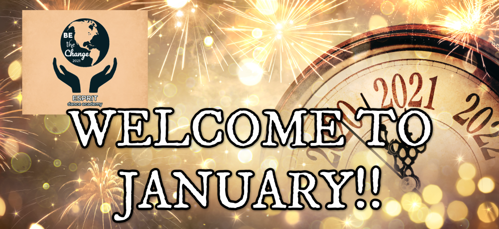 Image with clock showing years and Esprit Logo, Welcome to January text